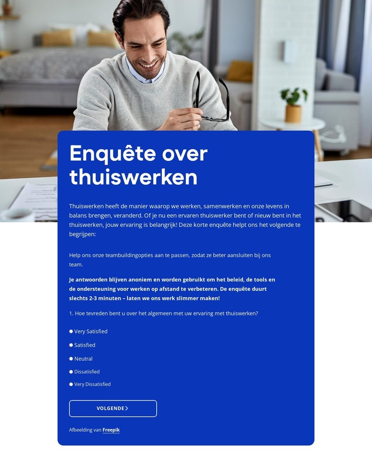 Work from home survey HTML-sjabloon