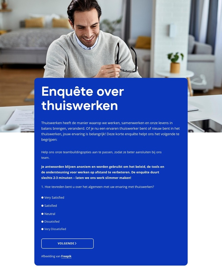 Work from home survey WordPress-thema
