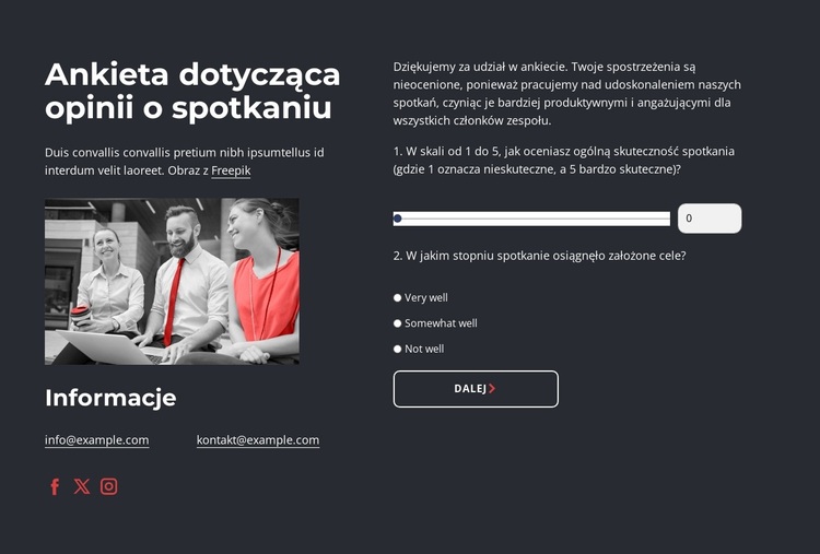 Meeting feedback survey Motyw WordPress