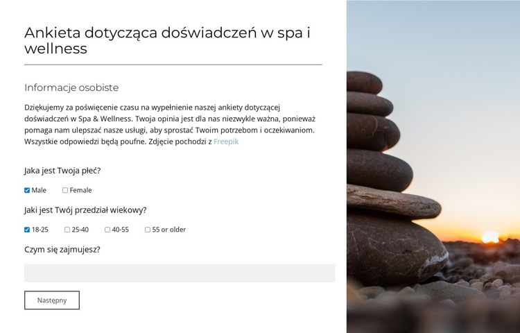 Przekształć opinię w działanie Szablon HTML