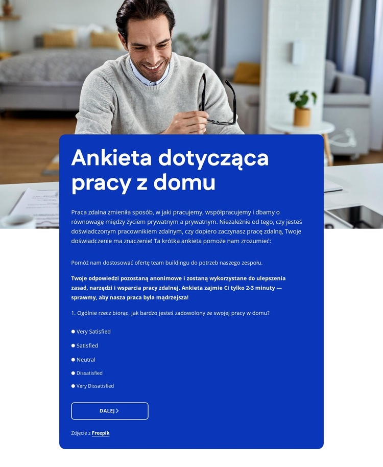 Work from home survey Szablon witryny sieci Web