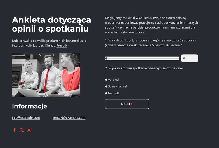 Meeting feedback survey Szablon