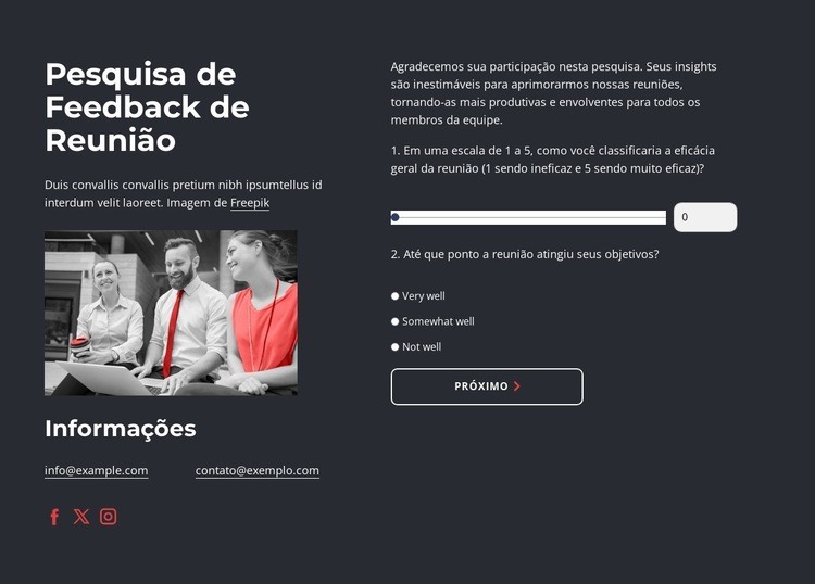 Meeting feedback survey Modelo HTML5