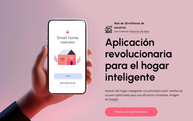 La revolución del hogar inteligente Maqueta de sitio web