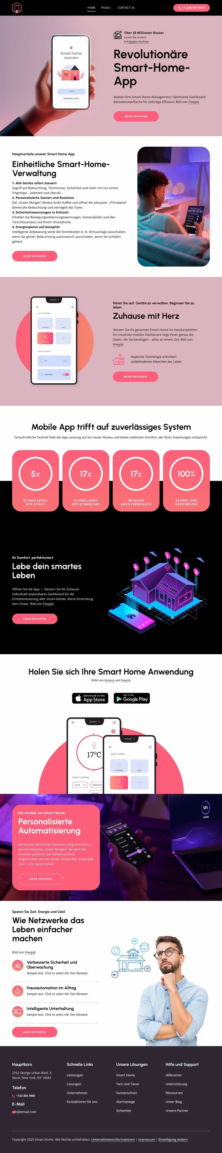Revolutionäre Smart-Home-App Landing Page