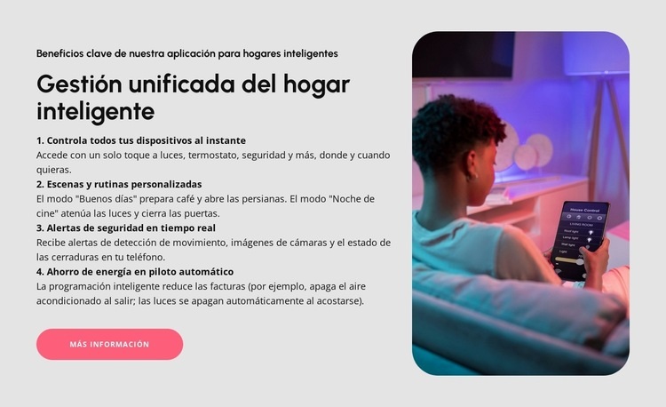 Gestión inteligente del hogar Maqueta de sitio web