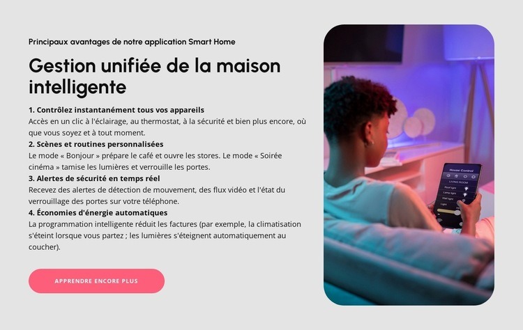Gestion de la maison intelligente Maquette de site Web