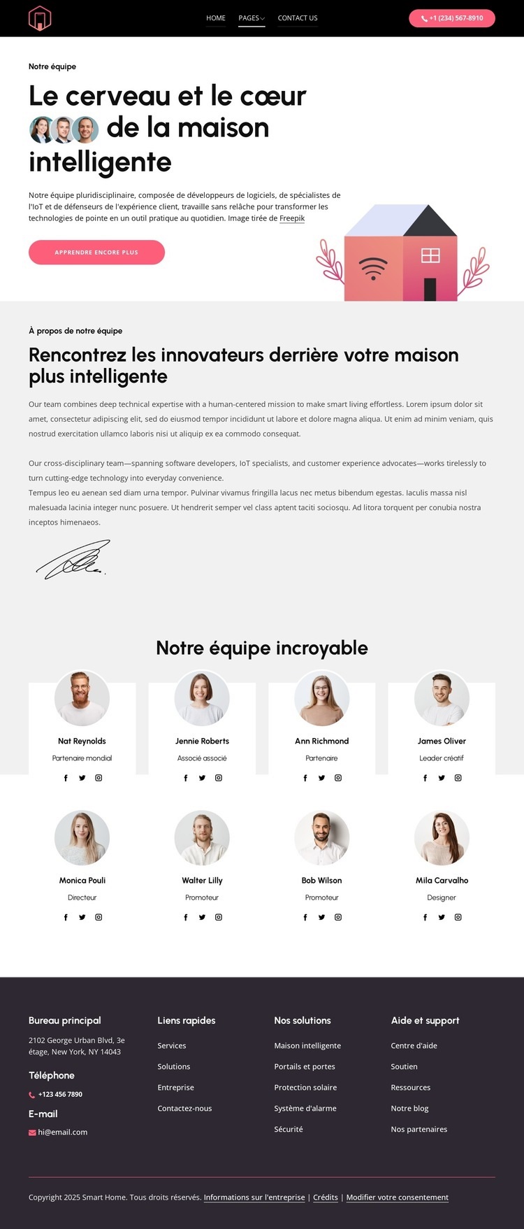 Le cœur de la maison intelligente Maquette de site Web