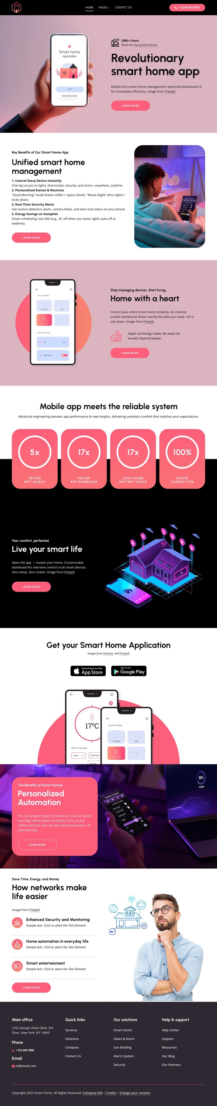 Revolutionary smart home app HTML Template