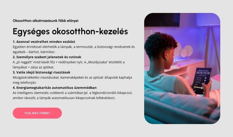 Okosotthon-kezelés Weboldal sablon