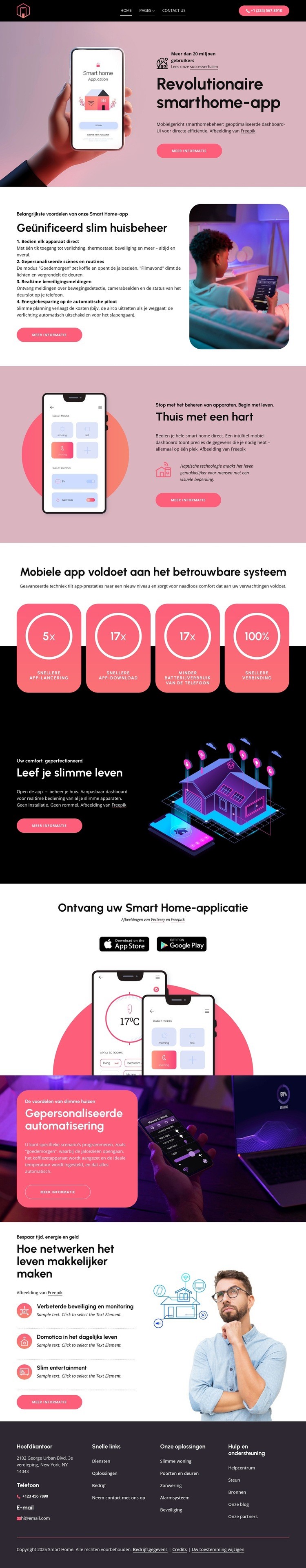 Revolutionaire smart home-app Website ontwerp
