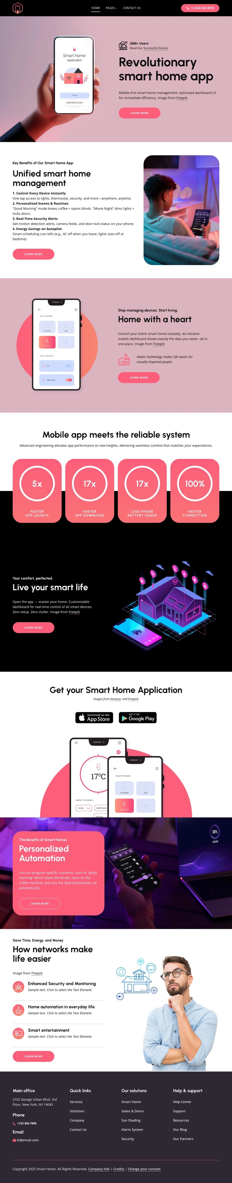 Revolutionary smart home app One Page Template