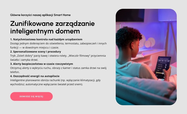 Zarządzanie inteligentnym domem Szablon HTML