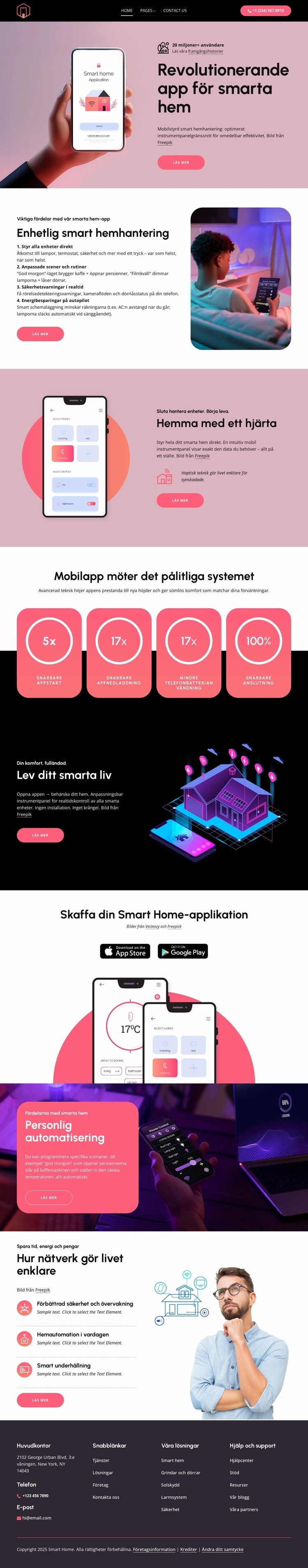 Revolutionerande smart hem-app Webbplats mall