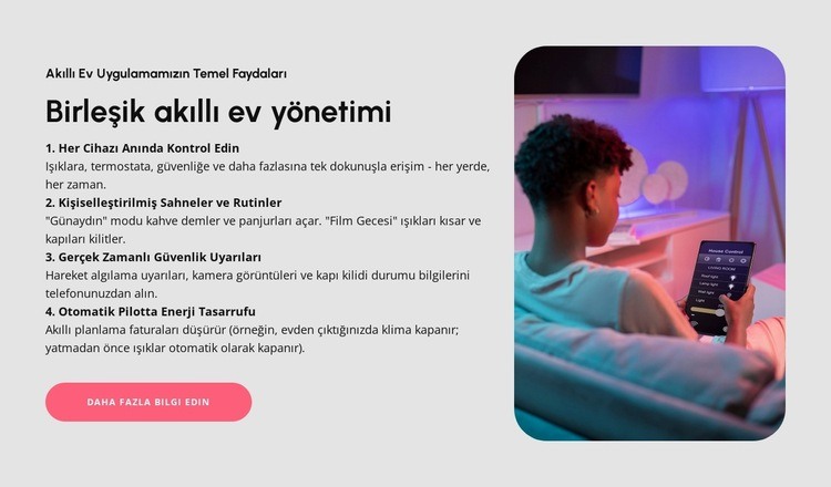 Akıllı ev yönetimi Web sitesi tasarımı