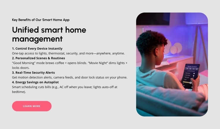 Smart home management Web Page Design