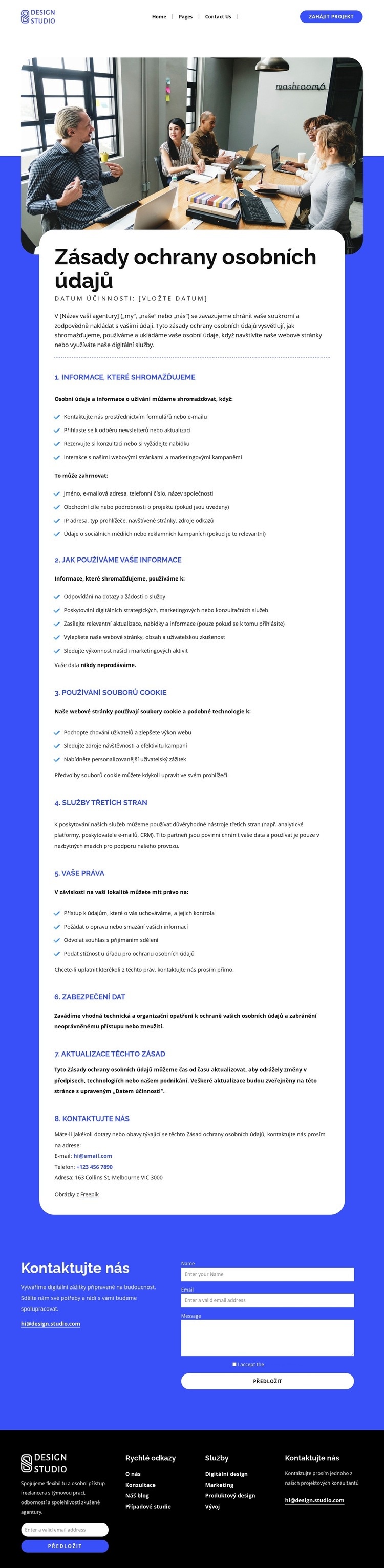 Zásady ochrany osobních údajů a soukromí Šablona HTML