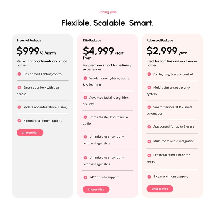 Scalable pricing plans CSS Template