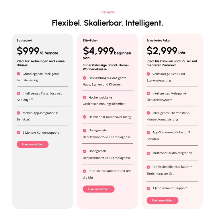 Skalierbare Preispläne CSS-Vorlage