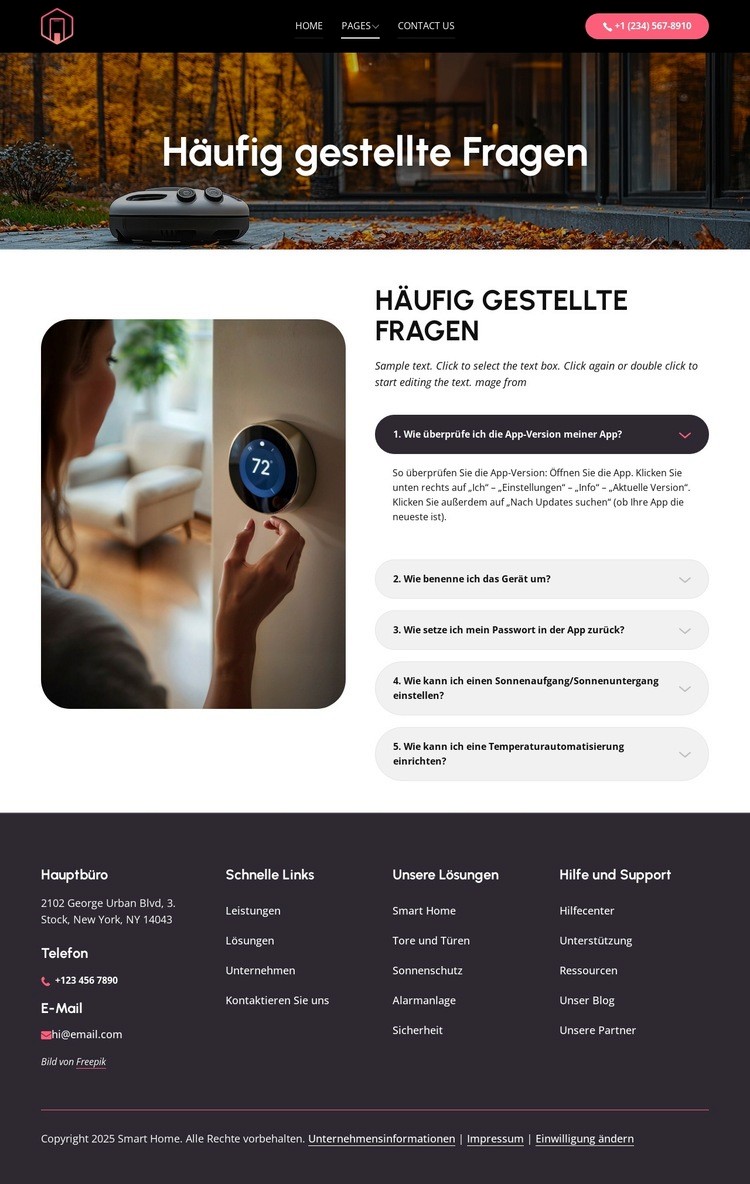 FAQ zur Smart-Home-App HTML5-Vorlage