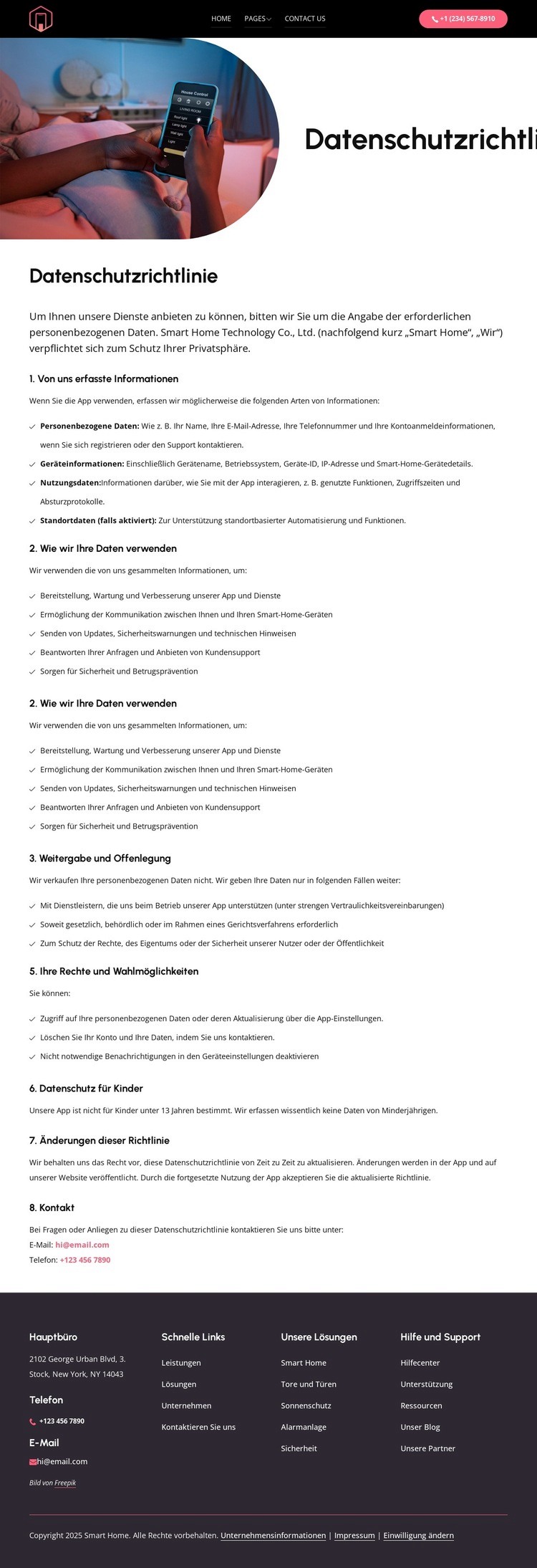 Smartes Wohnen, sichere Daten HTML5-Vorlage