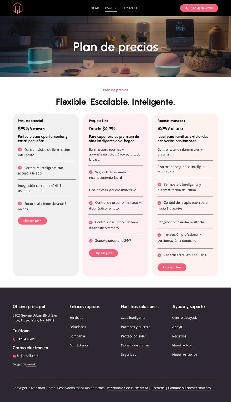 Planes de precios flexibles Diseño de páginas web