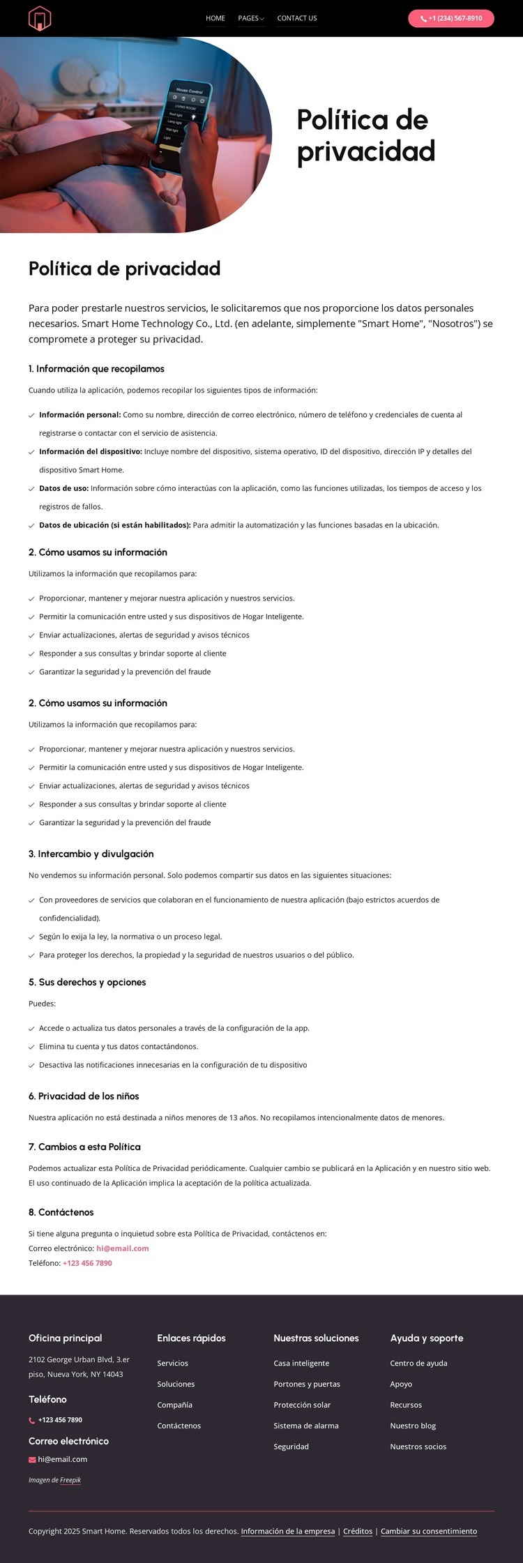 Vida inteligente, datos seguros Diseño de páginas web