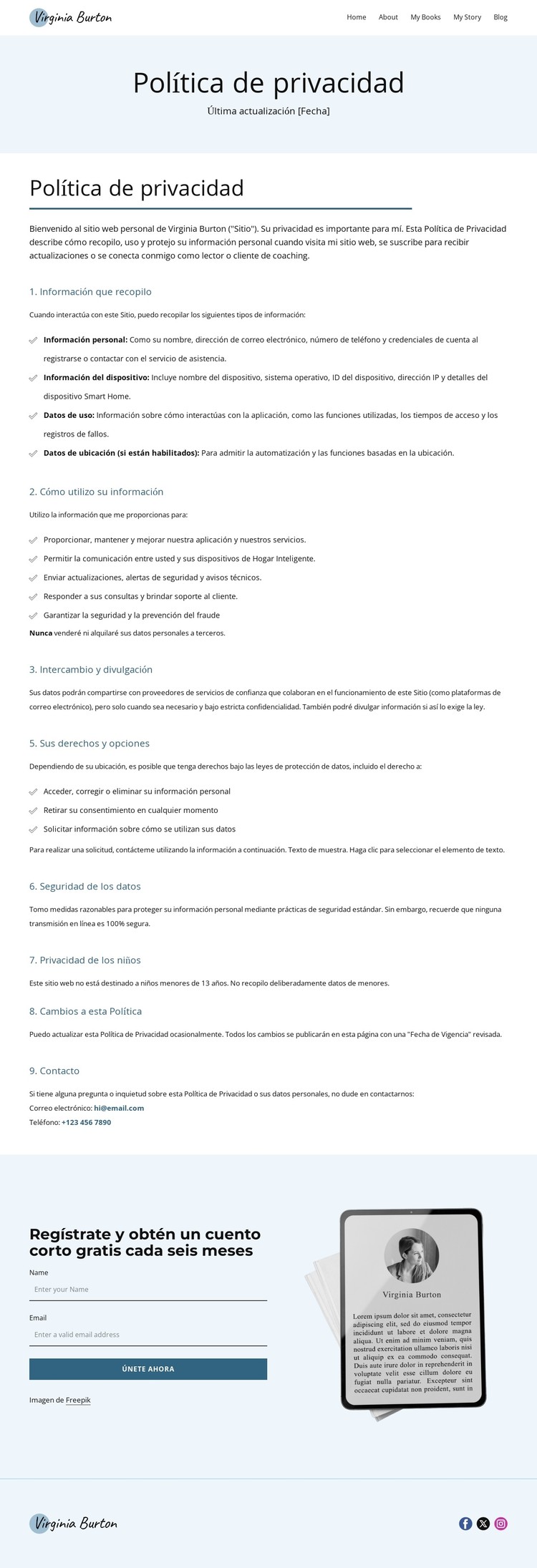 Cómo protejo tus datos Plantilla CSS