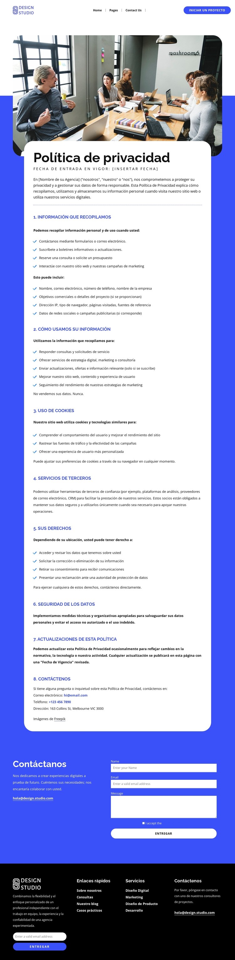 Política de protección de datos y privacidad Plantilla CSS