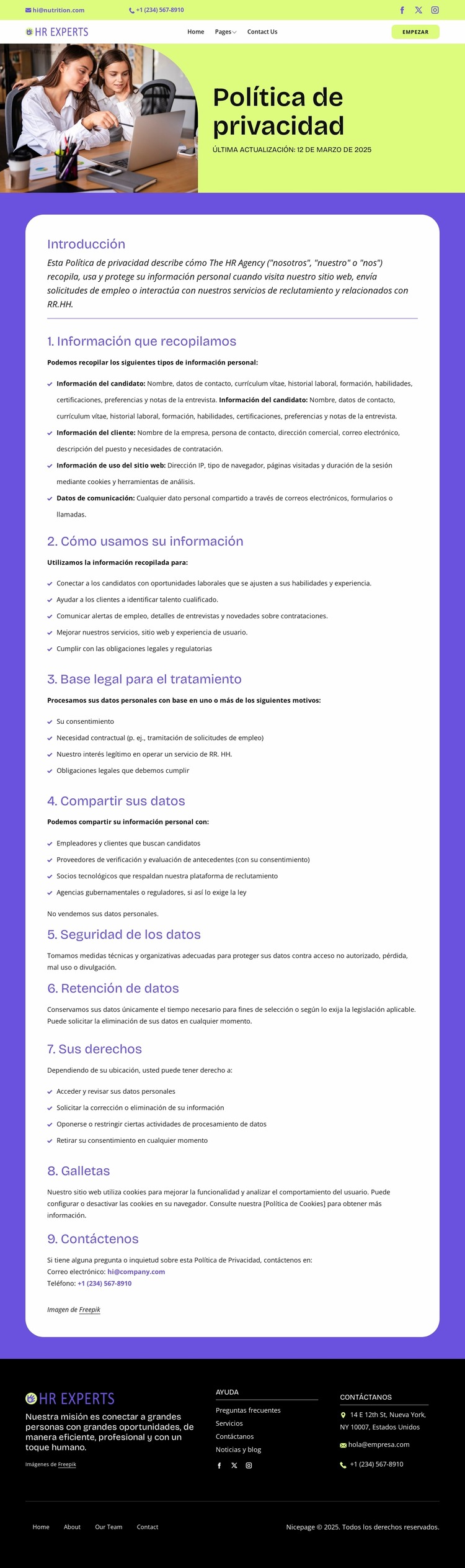 Privacidad que funciona para usted Plantilla Joomla