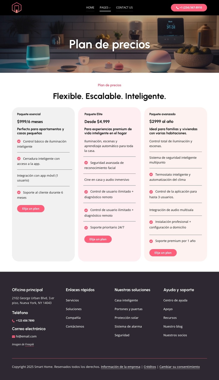 Planes de precios flexibles Tema de WordPress