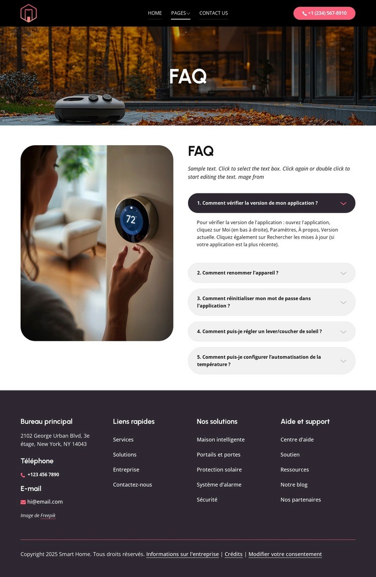 FAQ sur les applications pour maison intelligente Conception de site Web