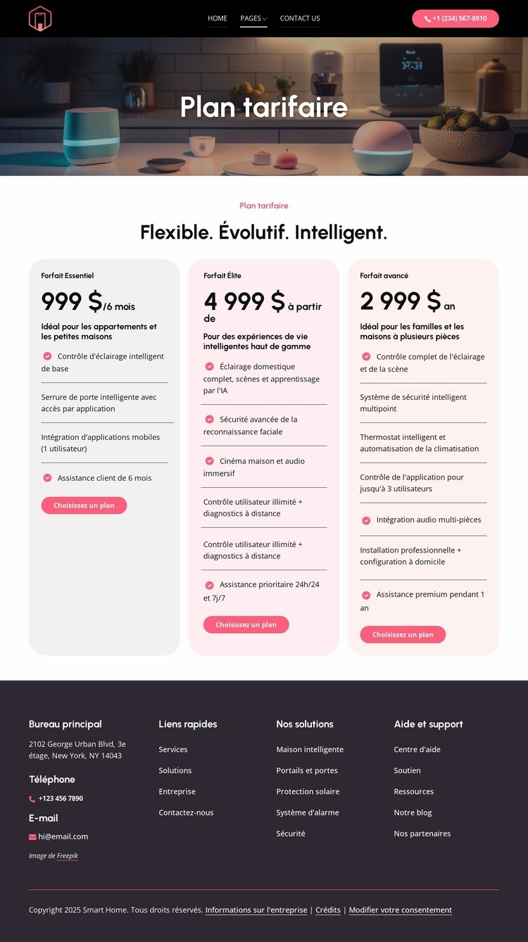 Plans tarifaires flexibles Conception de site Web