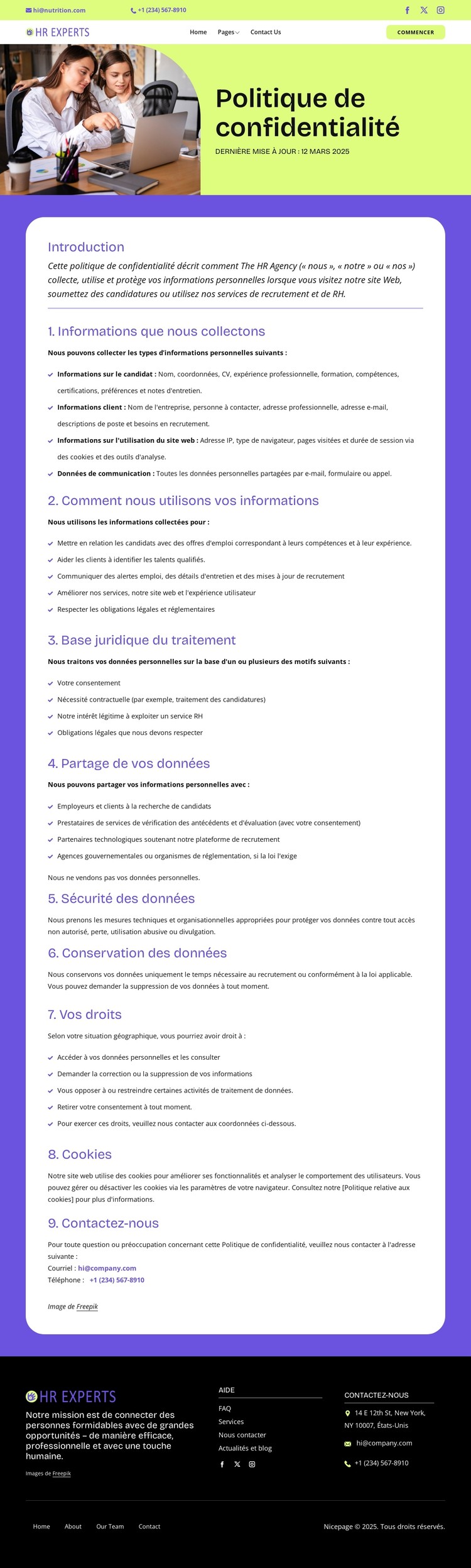 Une confidentialité qui fonctionne pour vous Modèle CSS