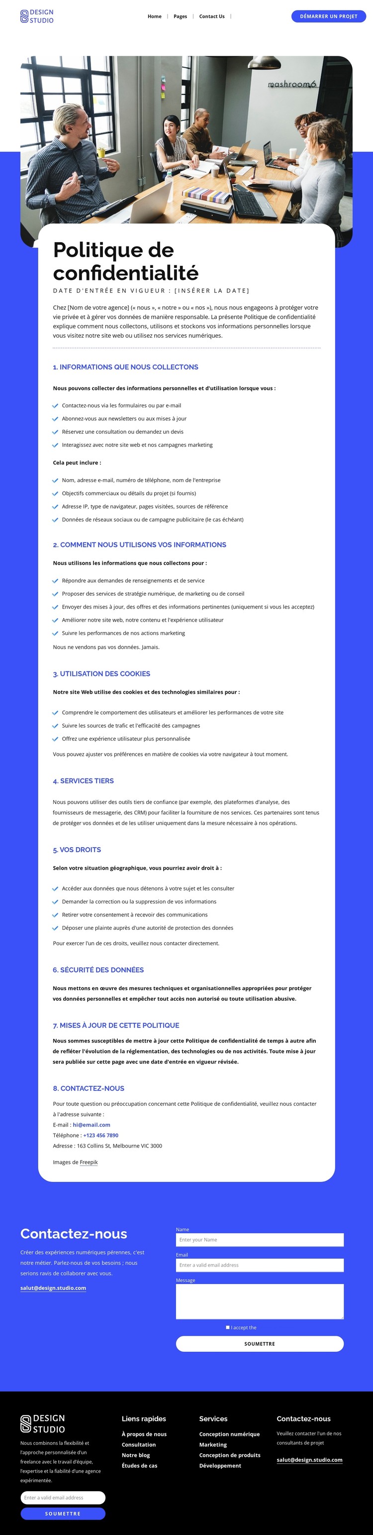 Politique de protection des données et de confidentialité Modèle CSS