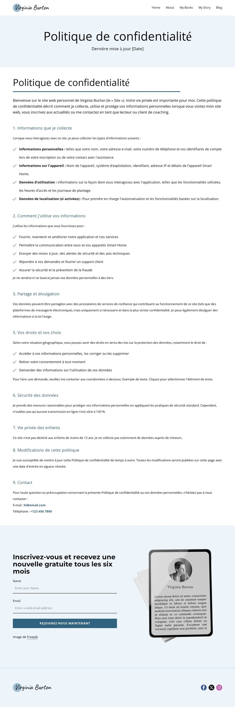 Comment je protège vos données Modèle de site Web