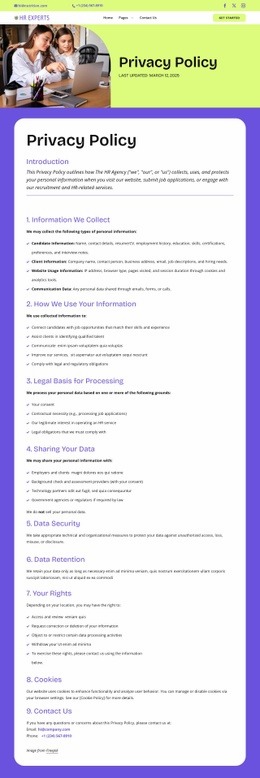 Privacy that works for you - Html Code Example by Nicepage