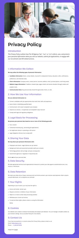 How we use your information - HTML Template by Nicepage