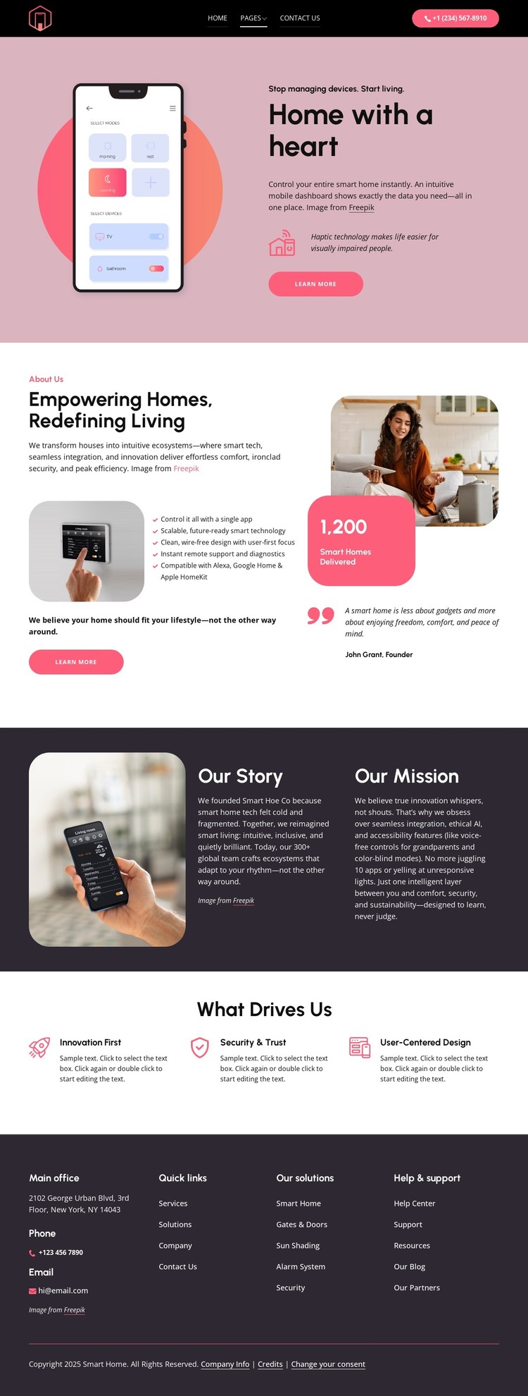 Seamless living starts here HTML Template