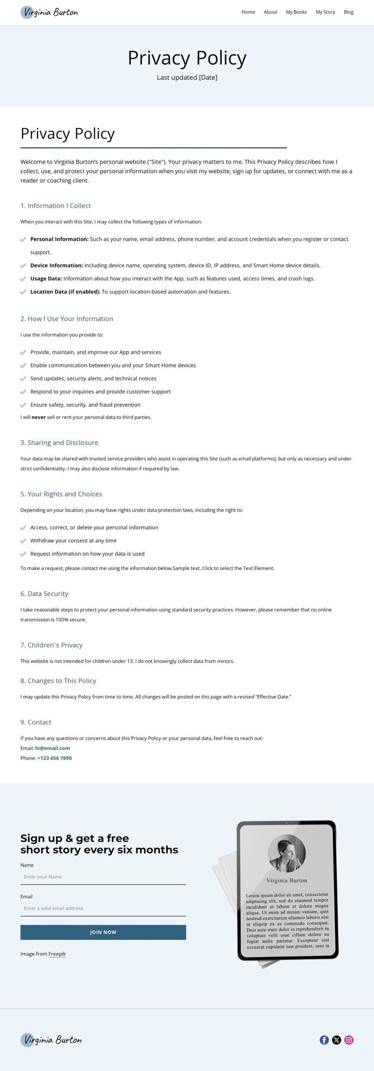 How I protect your data HTML Template