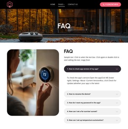 Smart home app faq HTML5 Templates