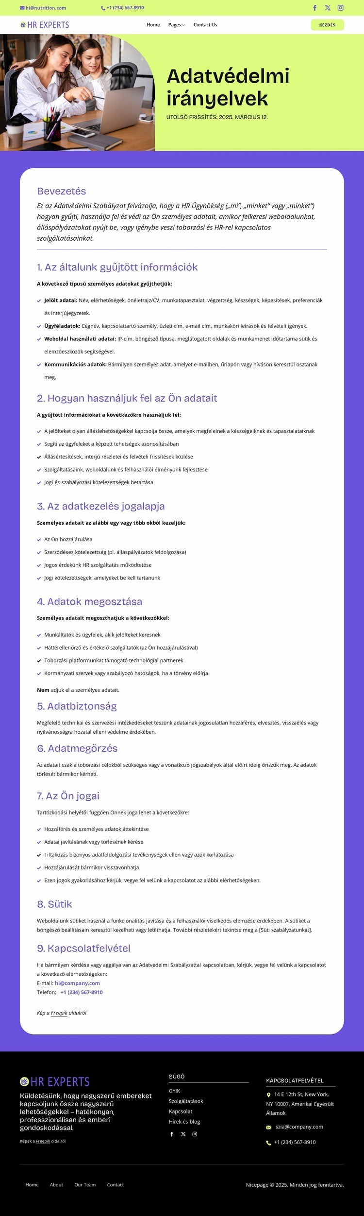 Adatvédelem, ami az Ön számára működik Weboldal sablon