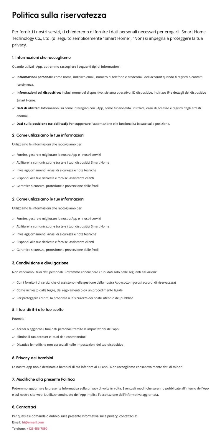 La fiducia inizia con la trasparenza Modello HTML5