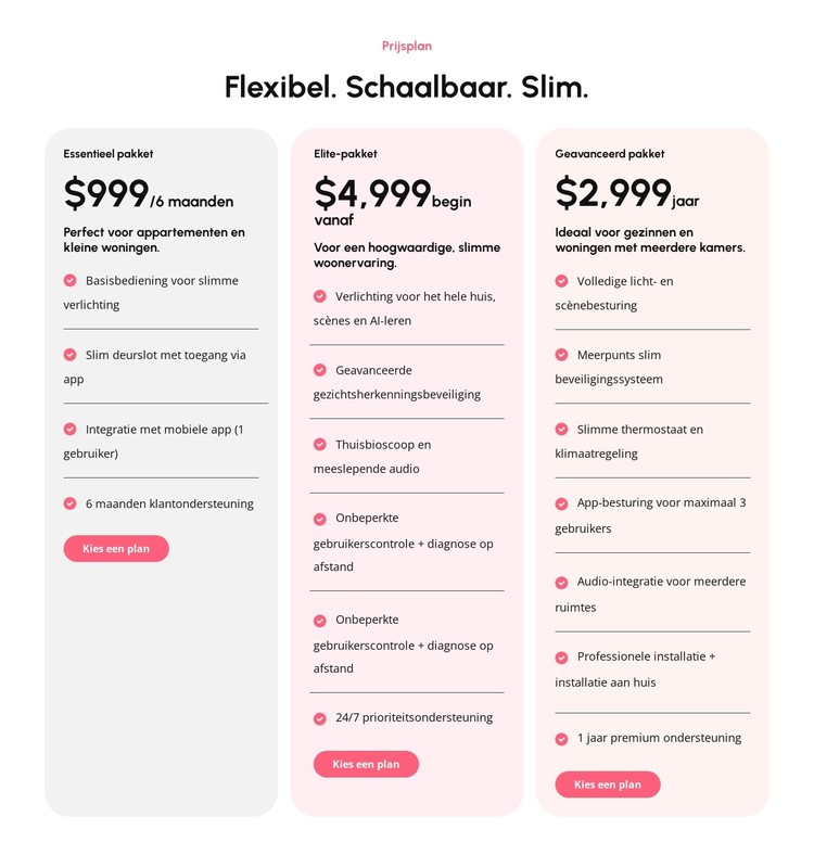 Schaalbare prijsplannen CSS-sjabloon