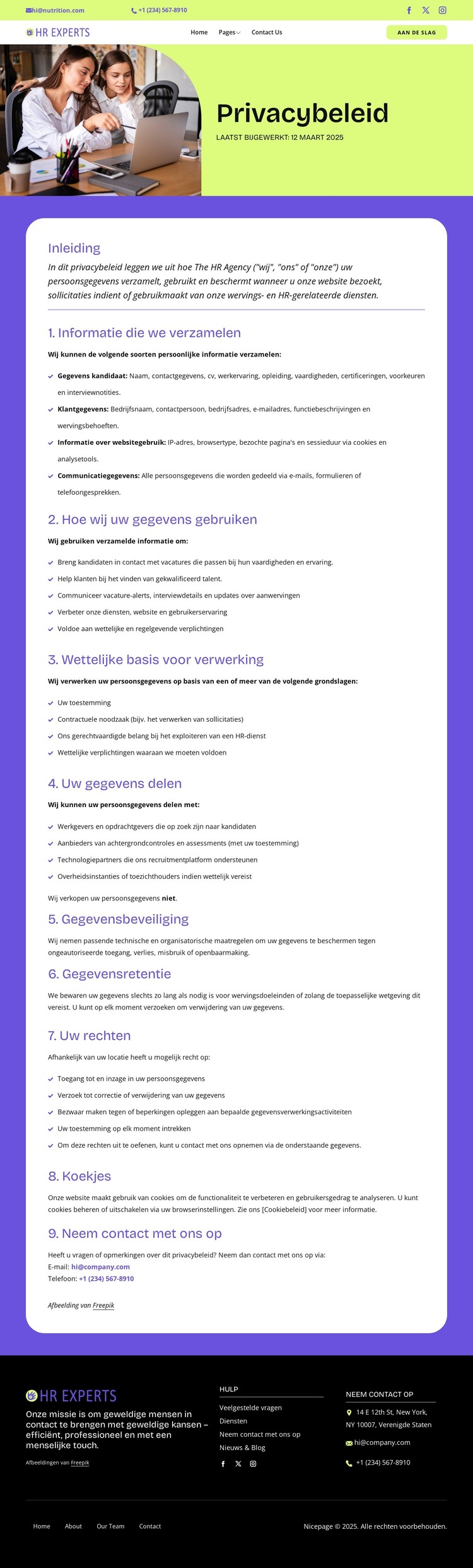 Privacy die voor u werkt HTML-sjabloon