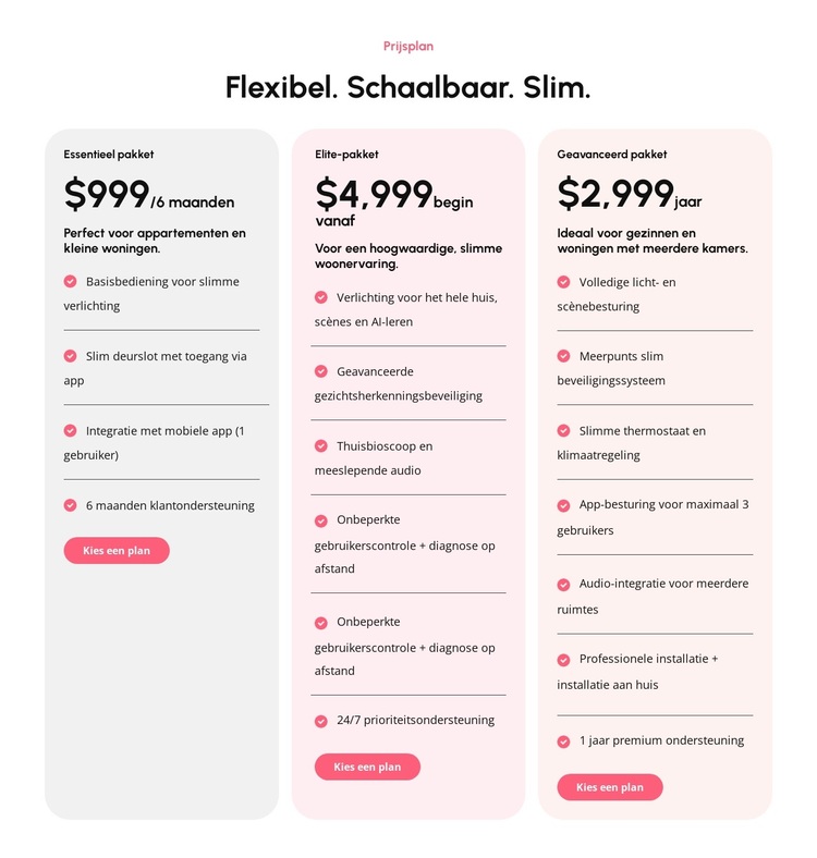 Schaalbare prijsplannen WordPress-thema