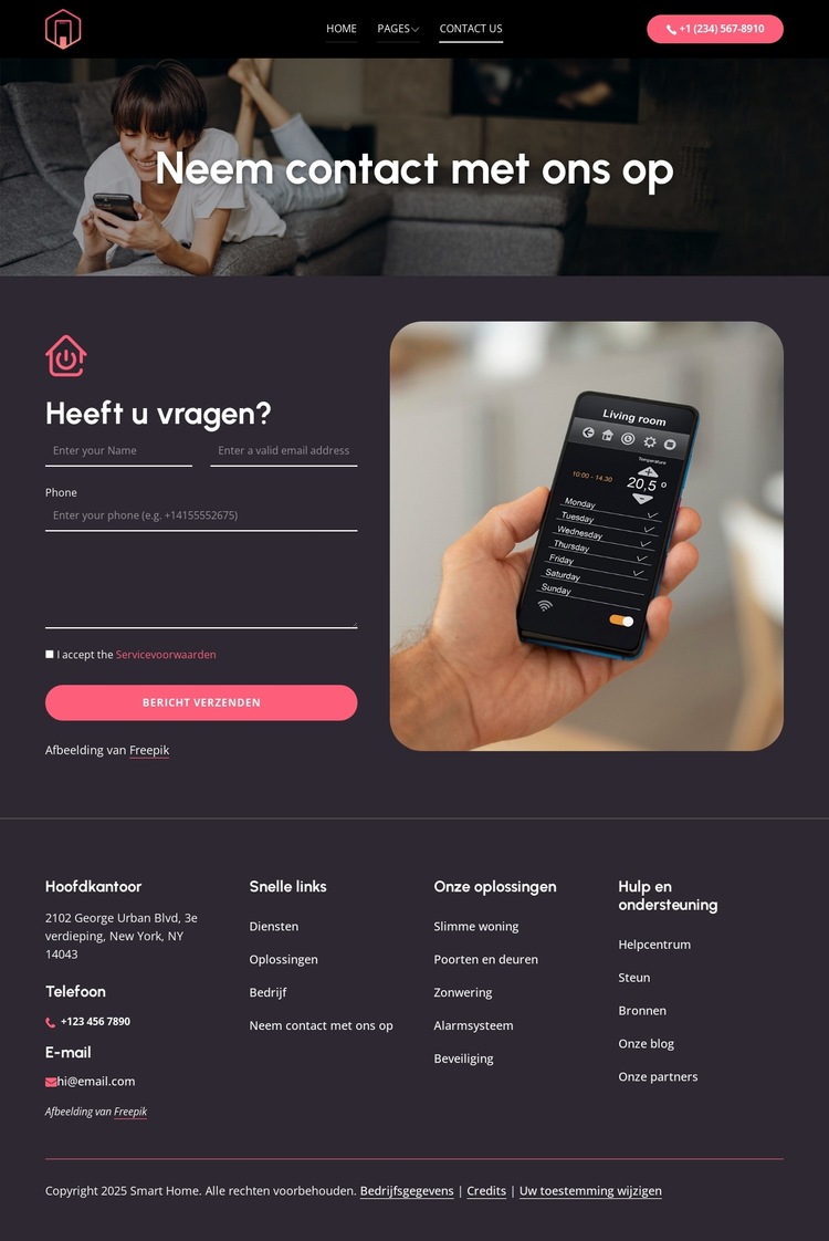 Als u vragen heeft Website sjabloon