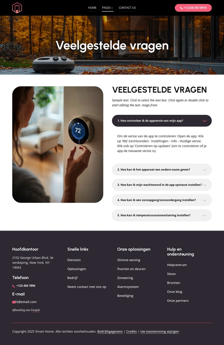 Veelgestelde vragen over de Smart Home-app Website sjabloon