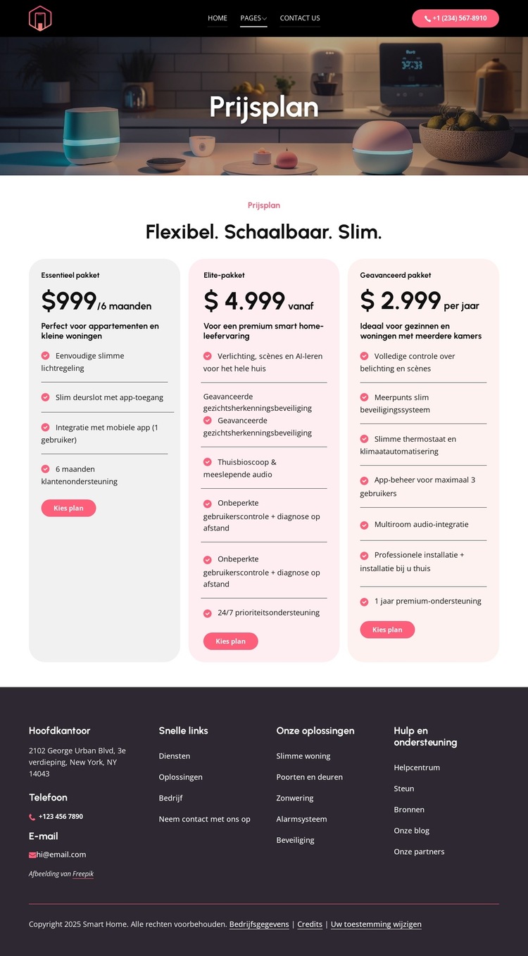 Flexibele prijsplannen Website sjabloon