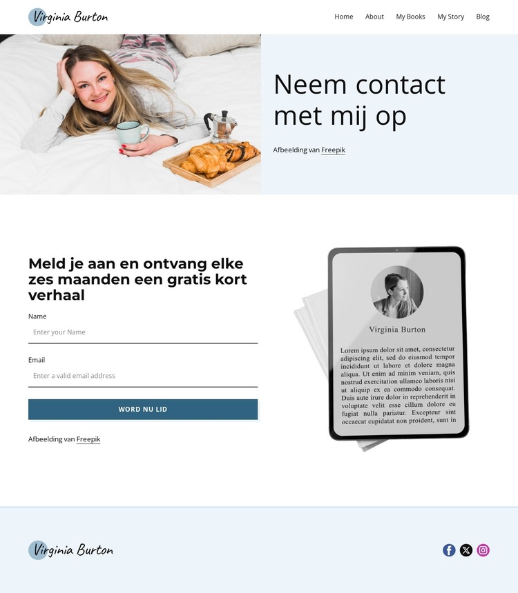 Ontvang korte verhalen Website sjabloon